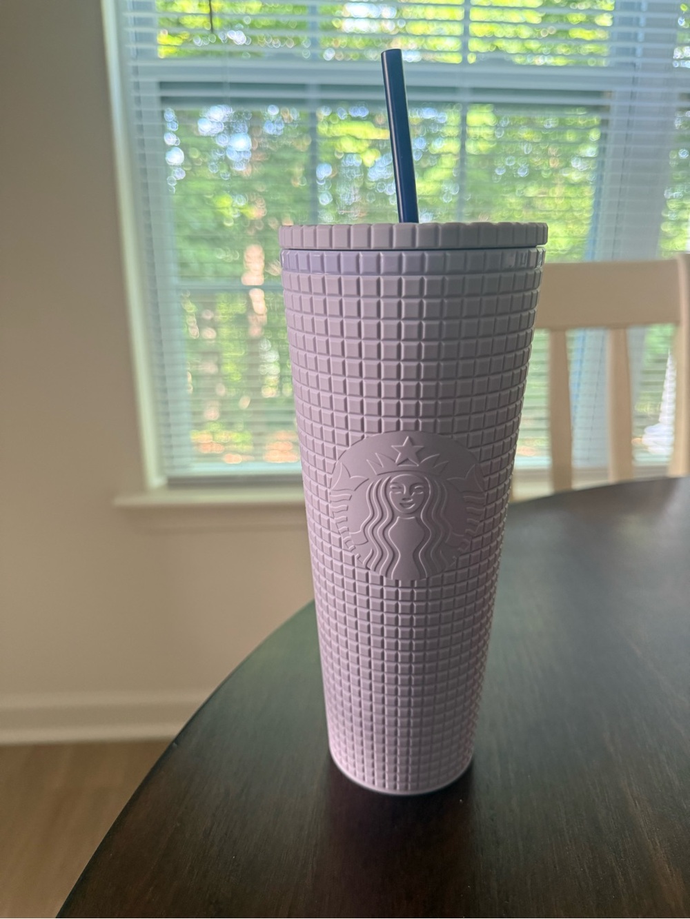 Starbucks Lavender Studded Tumbler with Dark Blue Straw